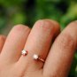 Two Diamond Open Ring 14k Solid Gold Wedding Band Promise Ring Open Style Ring.