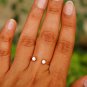 Two Diamond Open Ring 14k Solid Gold Wedding Band Promise Ring Open Style Ring.