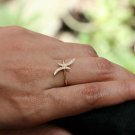 Double Crescent Moon Genuine Diamond Ring Solid 14k Gold Handmade Jewelry Gift. Double Crescent Moon Genuine Diamond Ring Solid 14k Gold Handmade Jewelry Gift.
