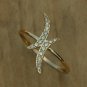 Double Crescent Moon Genuine Diamond Ring Solid 14k Gold Handmade Jewelry Gift.