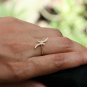 Double Crescent Moon Genuine Diamond Ring Solid 14k Gold Handmade Jewelry Gift.