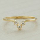 Three Diamond Ring 14k Solid Gold Chevron Ring Minimalist V Shaped Ring Gift. Three Diamond Ring 14k Solid Gold Chevron Ring Minimalist V Shaped Ring Gift.