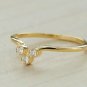 Three Diamond Ring 14k Solid Gold Chevron Ring Minimalist V Shaped Ring Gift.