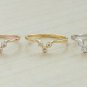 Three Diamond Ring 14k Solid Gold Chevron Ring Minimalist V Shaped Ring Gift.