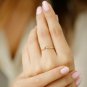 Three Diamond Ring 14k Solid Gold Chevron Ring Minimalist V Shaped Ring Gift.