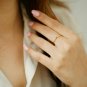 Three Diamond Ring 14k Solid Gold Chevron Ring Minimalist V Shaped Ring Gift.