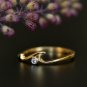 Natural Diamond Wave Ring 14k Gold Dainty Ocean Lovers Ring Band Birthday Gift.
