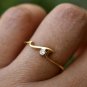 Natural Diamond Wave Ring 14k Gold Dainty Ocean Lovers Ring Band Birthday Gift.