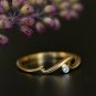 Natural Diamond Wave Ring 14k Gold Dainty Ocean Lovers Ring Band Birthday Gift.