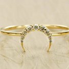 Crescent Moon Diamond Ring 14k Solid Gold Horn Ring Designer Diamond Ring Band. Crescent Moon Diamond Ring 14k Solid Gold Horn Ring Designer Diamond Ring Band.