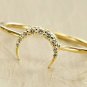 Crescent Moon Diamond Ring 14k Solid Gold Horn Ring Designer Diamond Ring Band.