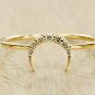 Crescent Moon Diamond Ring 14k Solid Gold Horn Ring Designer Diamond Ring Band.