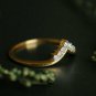 Chevron Stackable 14k Gold Natural Diamond Wedding Band Promise Ring Crown Gift.