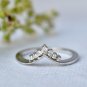 Chevron Stackable 14k Gold Natural Diamond Wedding Band Promise Ring Crown Gift.