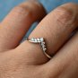 Chevron Stackable 14k Gold Natural Diamond Wedding Band Promise Ring Crown Gift.