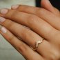 Chevron Stackable 14k Gold Natural Diamond Wedding Band Promise Ring Crown Gift.