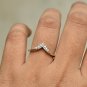 Chevron Stackable 14k Gold Natural Diamond Wedding Band Promise Ring Crown Gift.