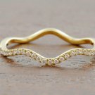 14k Solid Gold Diamond Wave Ring Eternity Diamond Band Ring Stackable Jewelry.