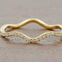 14k Solid Gold Diamond Wave Ring Eternity Diamond Band Ring Stackable Jewelry.