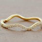 14k Solid Gold Diamond Wave Ring Eternity Diamond Band Ring Stackable Jewelry.