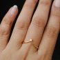Minimalist Diamond Wedding Ring V Band 14k Solid Gold Diamond Band Birthday Gift