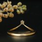 Minimalist Diamond Wedding Ring V Band 14k Solid Gold Diamond Band Birthday Gift
