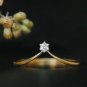 Minimalist Diamond Wedding Ring V Band 14k Solid Gold Diamond Band Birthday Gift