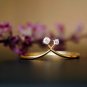 Natural Diamond Cross Chevron Ring 14k Gold Stackable Crown Wedding Ring Tiara.
