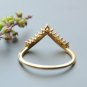 Natural Diamond Chevron Tiara Ring 14k Gold Wedding Band V Shape Ring Band.