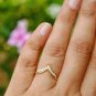 Natural Diamond Chevron Tiara Ring 14k Gold Wedding Band V Shape Ring Band.