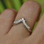 Natural Diamond Chevron Tiara Ring 14k Gold Wedding Band V Shape Ring Band.