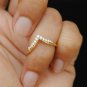Natural Diamond Chevron Tiara Ring 14k Gold Wedding Band V Shape Ring Band.