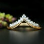 Natural Diamond Chevron Tiara Ring 14k Gold Wedding Band V Shape Ring Band.