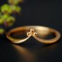 14k Solid Gold Chevron Wedding Ring Minimalist Gold Stackable Promise Ring Band.