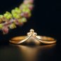 14k Solid Gold Chevron Wedding Ring Minimalist Gold Stackable Promise Ring Band.