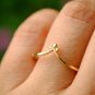 14k Solid Gold Chevron Wedding Ring Minimalist Gold Stackable Promise Ring Band.