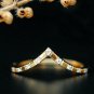 Natural Diamond V Shape Ring 14k Gold Bridal Dainty Wedding Band Birthday Gift.