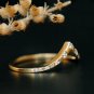 Natural Diamond V Shape Ring 14k Gold Bridal Dainty Wedding Band Birthday Gift.