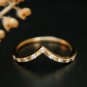 Natural Diamond V Shape Ring 14k Gold Bridal Dainty Wedding Band Birthday Gift.