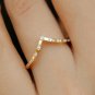 Natural Diamond V Shape Ring 14k Gold Bridal Dainty Wedding Band Birthday Gift.