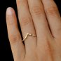 Natural Diamond V Shape Ring 14k Gold Bridal Dainty Wedding Band Birthday Gift.
