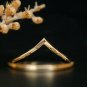 Natural Diamond V Shape Ring 14k Gold Bridal Dainty Wedding Band Birthday Gift.