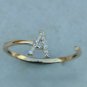 Diamond Initial Ring Open Ring 14k Gold Alphabet Band Ring Birthday Gift Charm.
