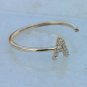 Diamond Initial Ring Open Ring 14k Gold Alphabet Band Ring Birthday Gift Charm.