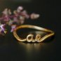 14k Solid Gold Initial Ring 2 Lower Case Alphabet Gold Letter Ring Birthday Band