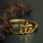 14k Solid Gold Initial Ring 2 Lower Case Alphabet Gold Letter Ring Birthday Band