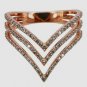 Pave Diamond Chevron Ring 14k Gold Minimalist Fine Jewelry Wedding Ring Gift.