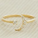 Crescent Moon Diamond Ring Solid 14k Gold Moon Star Ring Band Anniversary Gift. Crescent Moon Diamond Ring Solid 14k Gold Moon Star Ring Band Anniversary Gift.