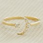 Crescent Moon Diamond Ring Solid 14k Gold Moon Star Ring Band Anniversary Gift.