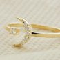 Crescent Moon Diamond Ring Solid 14k Gold Moon Star Ring Band Anniversary Gift.